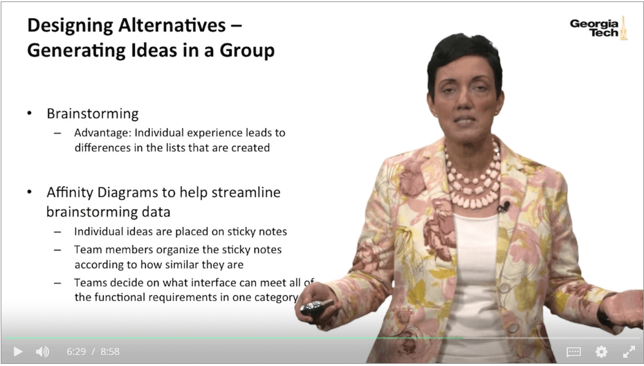 Skärmdump på videomaterial från kursen Introduction to User Experience Design på Coursera.