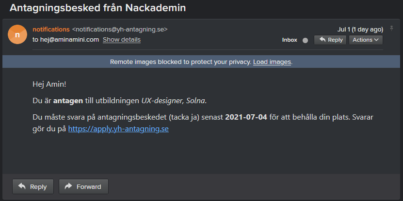 Läs mer om artikeln Antagen till UX-designer vid Nackademin