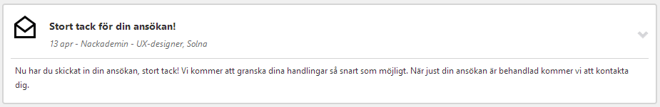 Bekräftelse på ansökan på yh-antagning.se